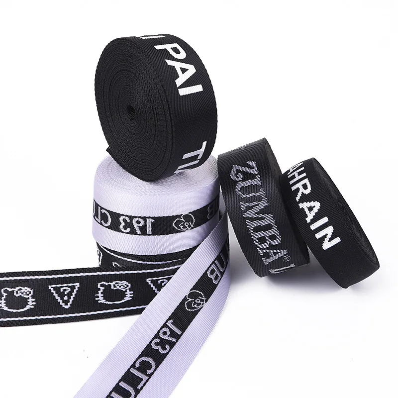 custom cloth tape jacquard Recycled PP Nylon Polyester Printed Webbing for Shoulder Strap and Luggage Strap clothes accessories
