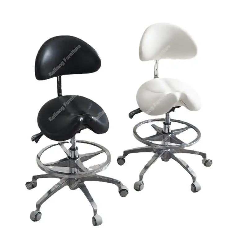 Luxury Modern Adjustable Swivel Wheels Leather Spa Nail Salon Beauty Barber Pedicure Bar Stools Hairdressing Chair