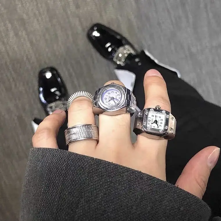 Vintage Mini Functional Clock Alloy Ring Watch Custom Jewelry Watch Personalized Gift for Her Christmas Present Gift