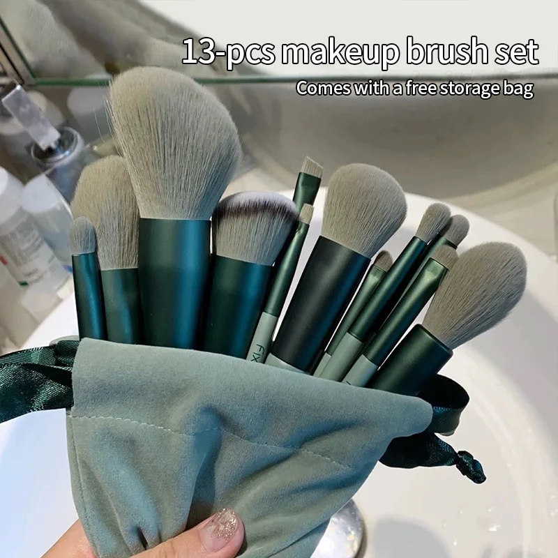 New Eye Shadow brush Foundation Women Cosmetic Beauty Soft Make Up Tools Bag 13 PCS Makeup Brushes Set wholesale