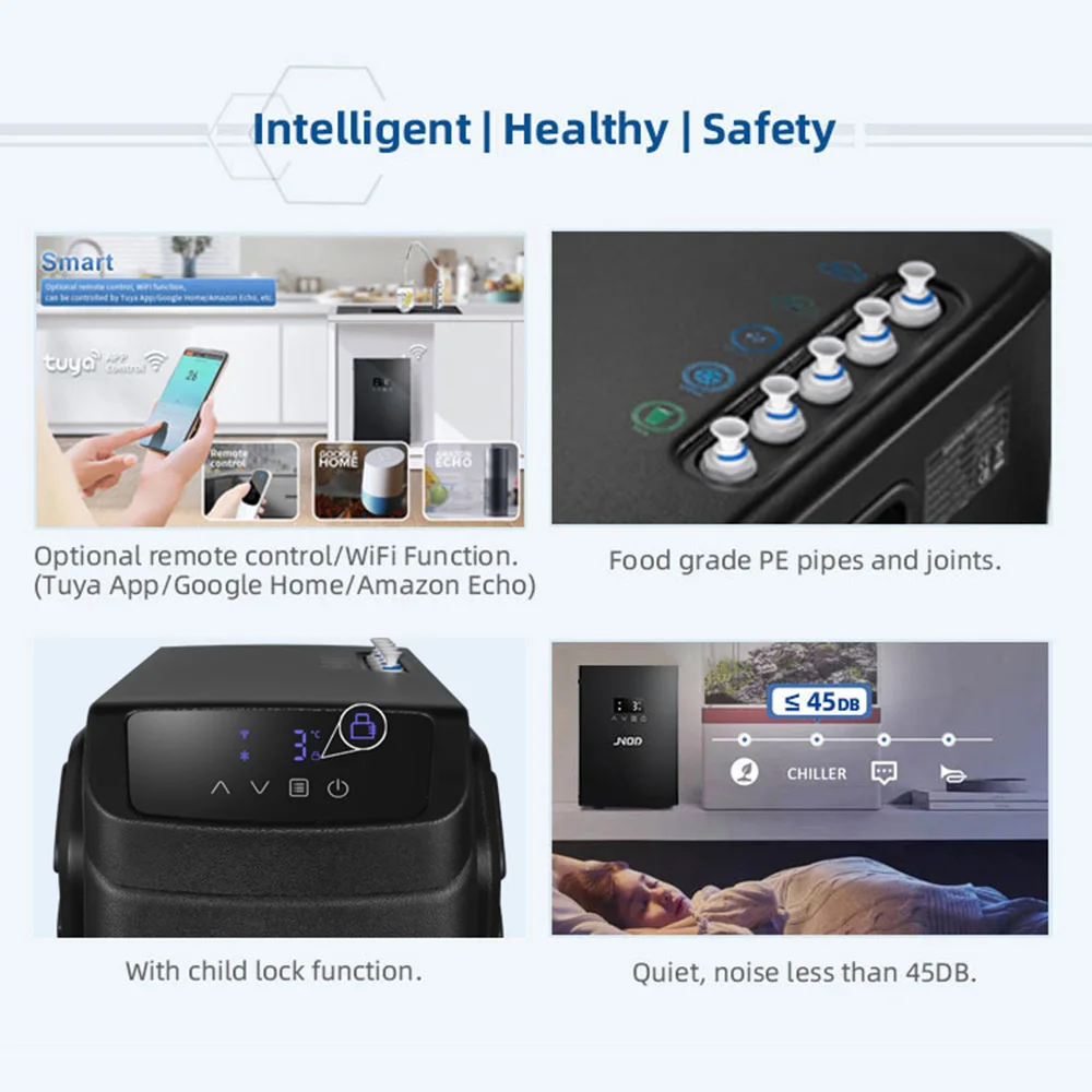 JNOD Smart 3 in 1 Cooler Soda and Sparkling Water Maker Machine Commercial Instant Hot and Cold Water Dispenser with Fridge