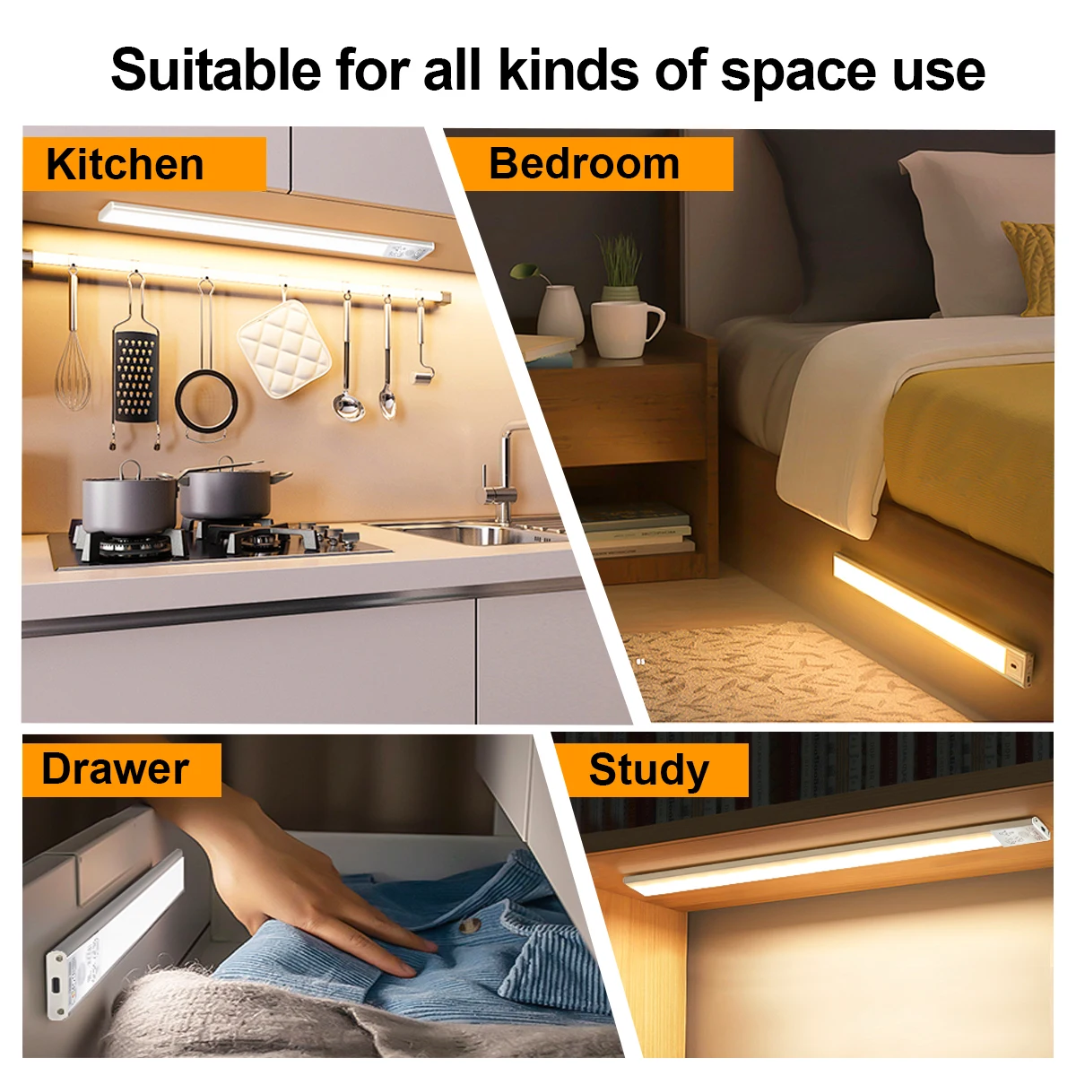 Human body sensor light three-color cabinet light corridor night lamp sensor light can be adjusted for kitchen wardrobe