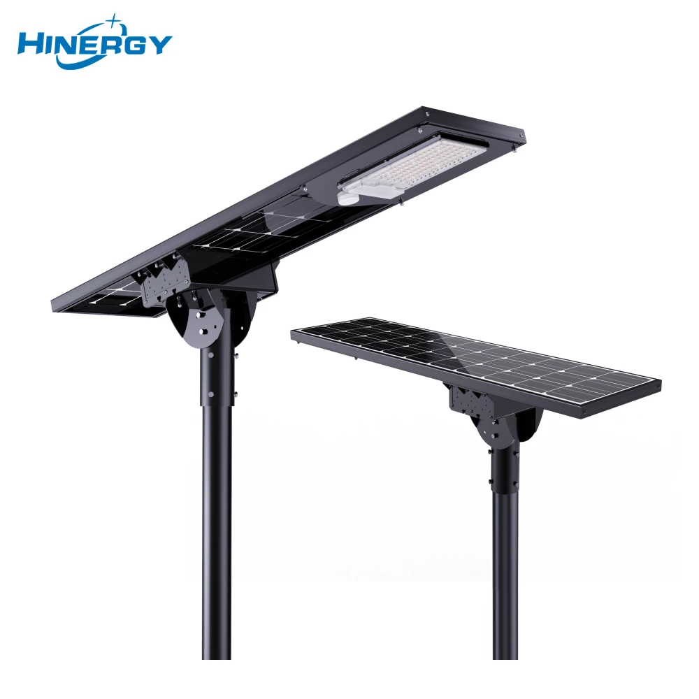 Hinergy Bifacial Solar Panel Powered All In One Led Solar Street Light 50w 80w 100w 120w