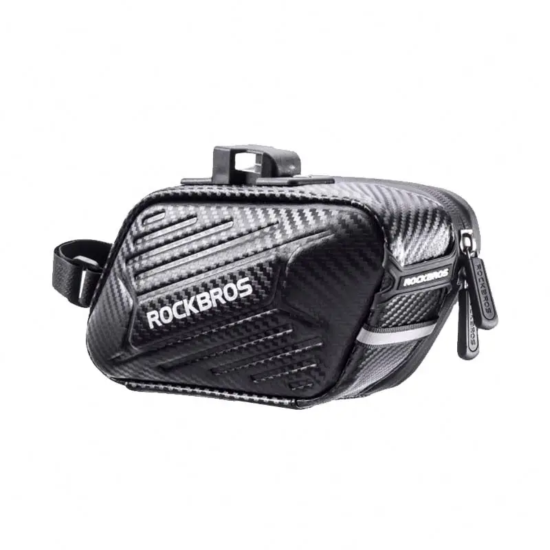 BSCI factory ROCKBROS B59 Rainproof Bike Hard Shell Saddle Bag Large Capacity Cycling Tail Rear Pouch Bag Reflective Bicycle