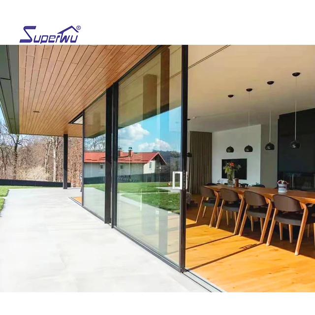Hurricane Proof Impact Aluminum Balcony 4 Panel Sliding Glass Door Exterior