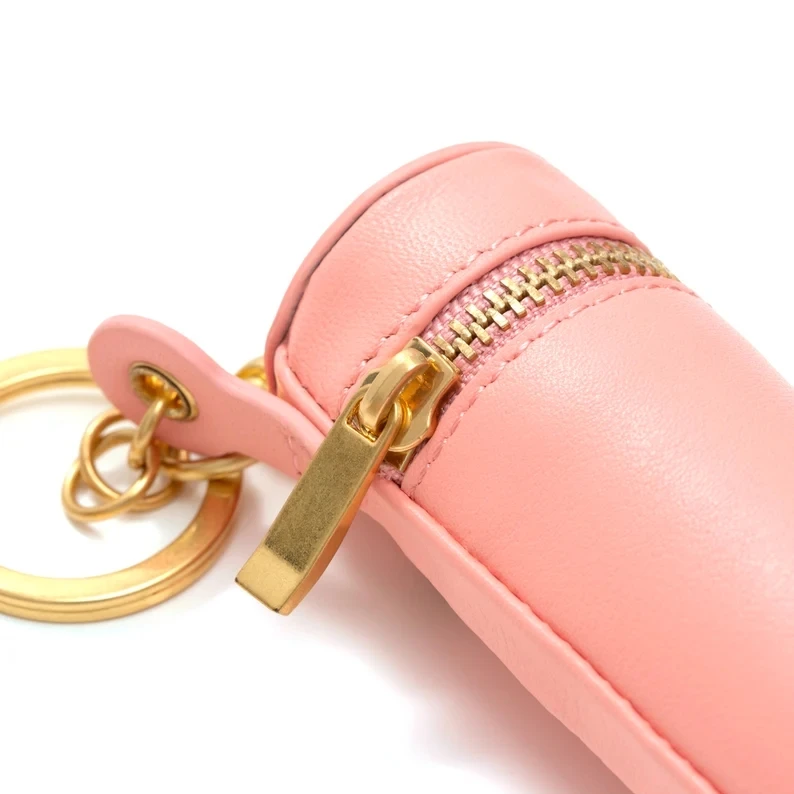 Portable Handmade Leather Makeup Pouch Bag Mini Travel Cosmetic Bags Lipstick Holder Keychain Bag