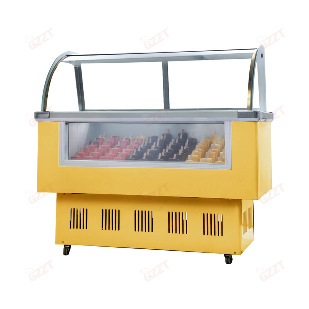 Economical Commercial Popsicle Fridge Fried Yogurt Ice Cream Gelato Display Showcase Refrigerator Freezer 7-Level Temperature