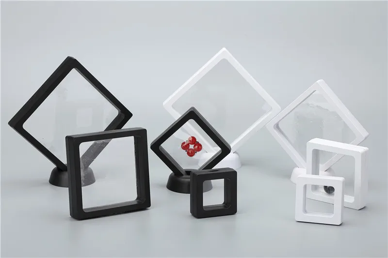 Factory custom floating jewelry display box gift jewellery packaging pe film jewelry storage box for small business