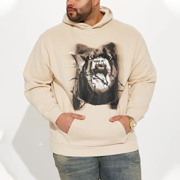 New Arrival Vintage Casual Crew Neck Digital printing Pullover Sweatshirt Hoodie Embroidery Logo Plus Size Hoodies