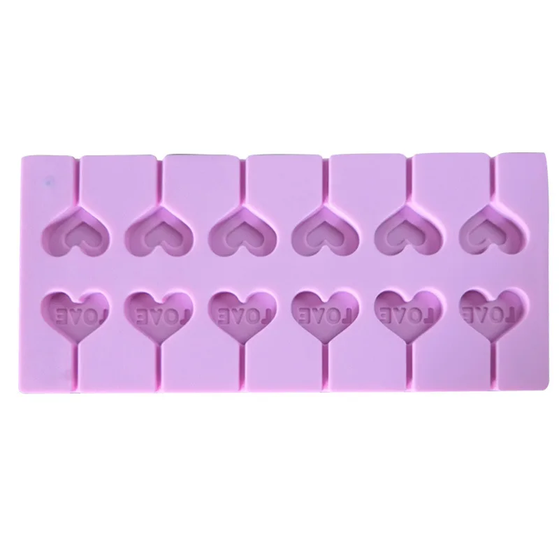 Cake, Jelly, Pudding, Chocolate, molding 12 Cavity  heart  Silicone Mold  silicone lollipop mold