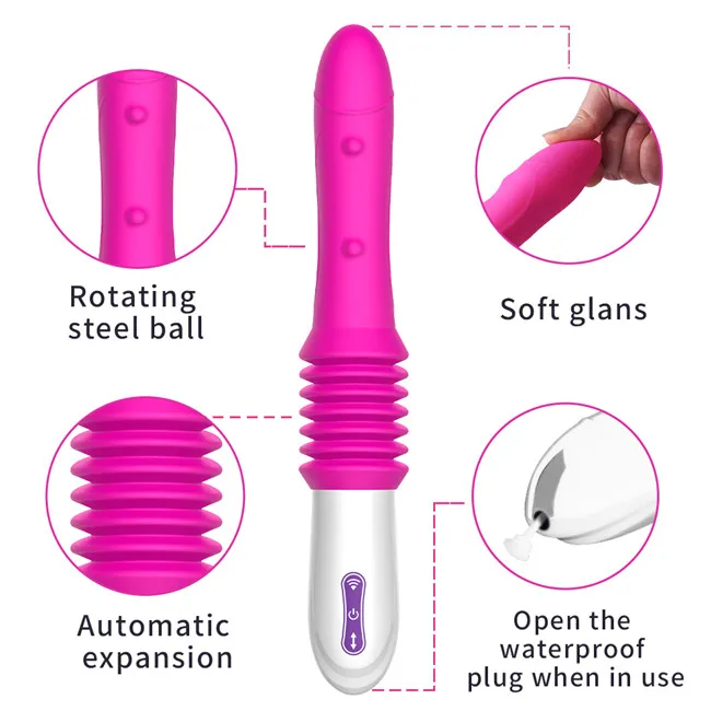 YIME Multi Frequency Retractable Vibrator G Spot Stimulating Silicone Thrusting Dildo Vibrator