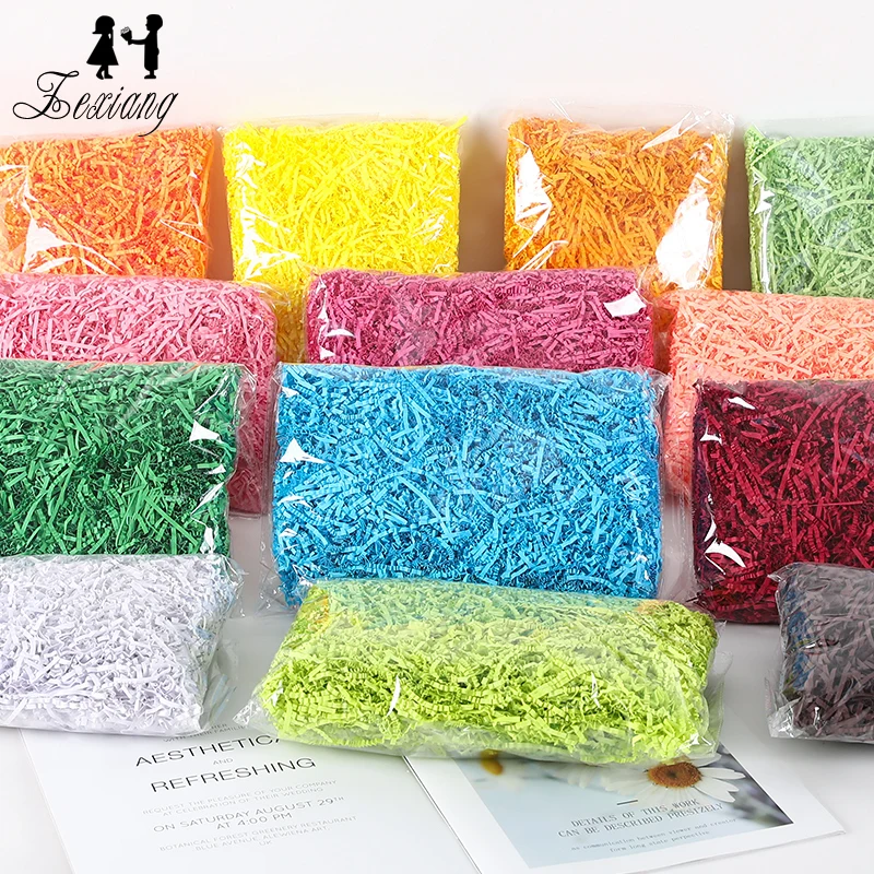 Zex Factory Colorful 100 G/Pack Recycled Decorative Filler Crinkle Paper Shreds Gift Box Shredded Paper For Packaging