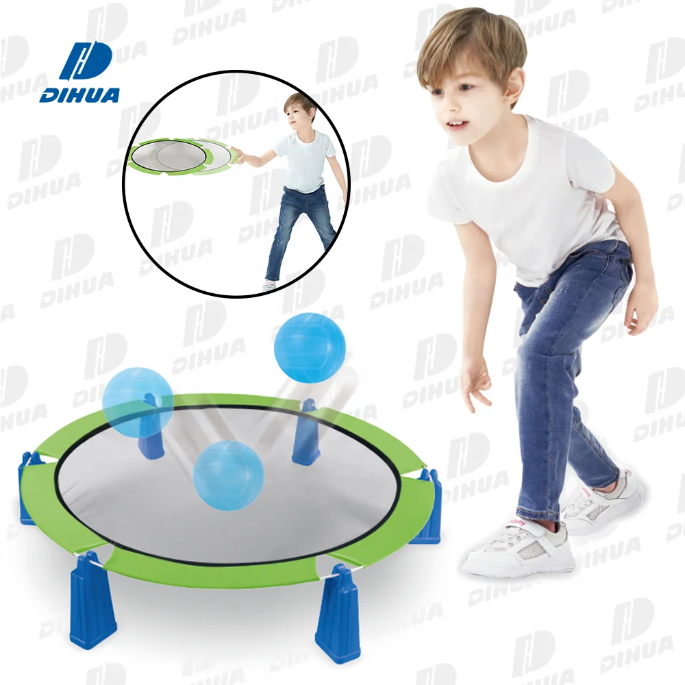 2 in 1 Flying Disc and Spike Bounce Ball Game Sport Toys Set Jumping Bouncing Ball Game Toy Exercise Trainer Outdoor Toy