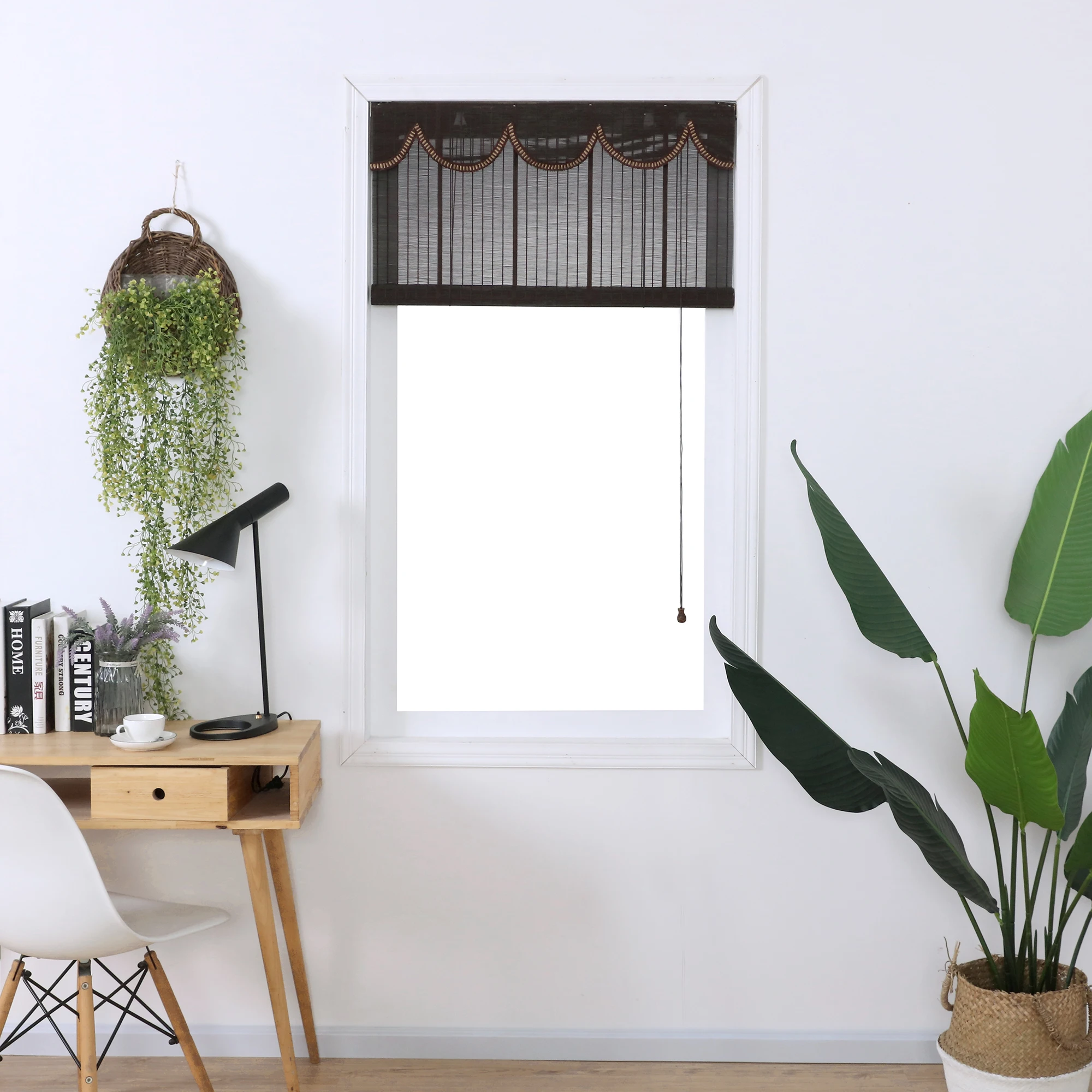 haoyan bamboo roller blinds slat roll up blinds fabric bamboo cord lock pulley control