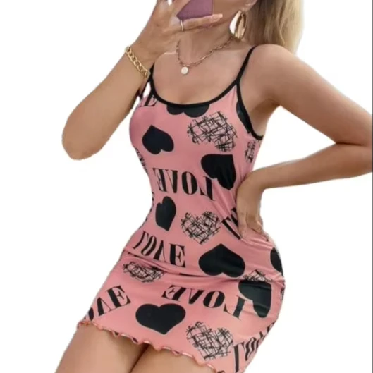 Comfortable Women s Sleepwear Set European and American Style Sexy Pajamas with Cute Print