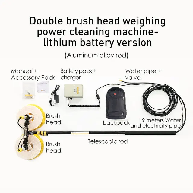Telescopic Water Fed Pole Solar Panel Cleaning Machine Solar Panel Rotating Brush