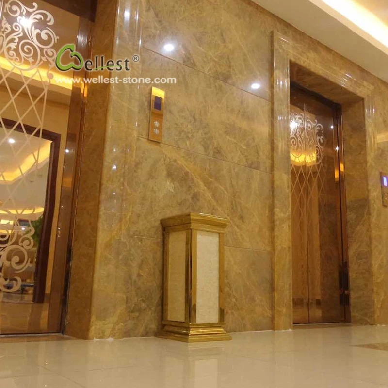 Fantastic gold glazed slab marble tile for living room decoration marble stair tiles