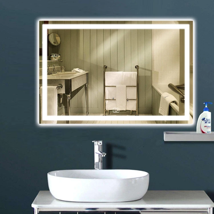 OEM ODM Modern LED Bathroom Wall Mirror Rectangle Anti-Fog High Definition Backlit Mirror IP44 Rating Smart Wall-Mounted Mirror
