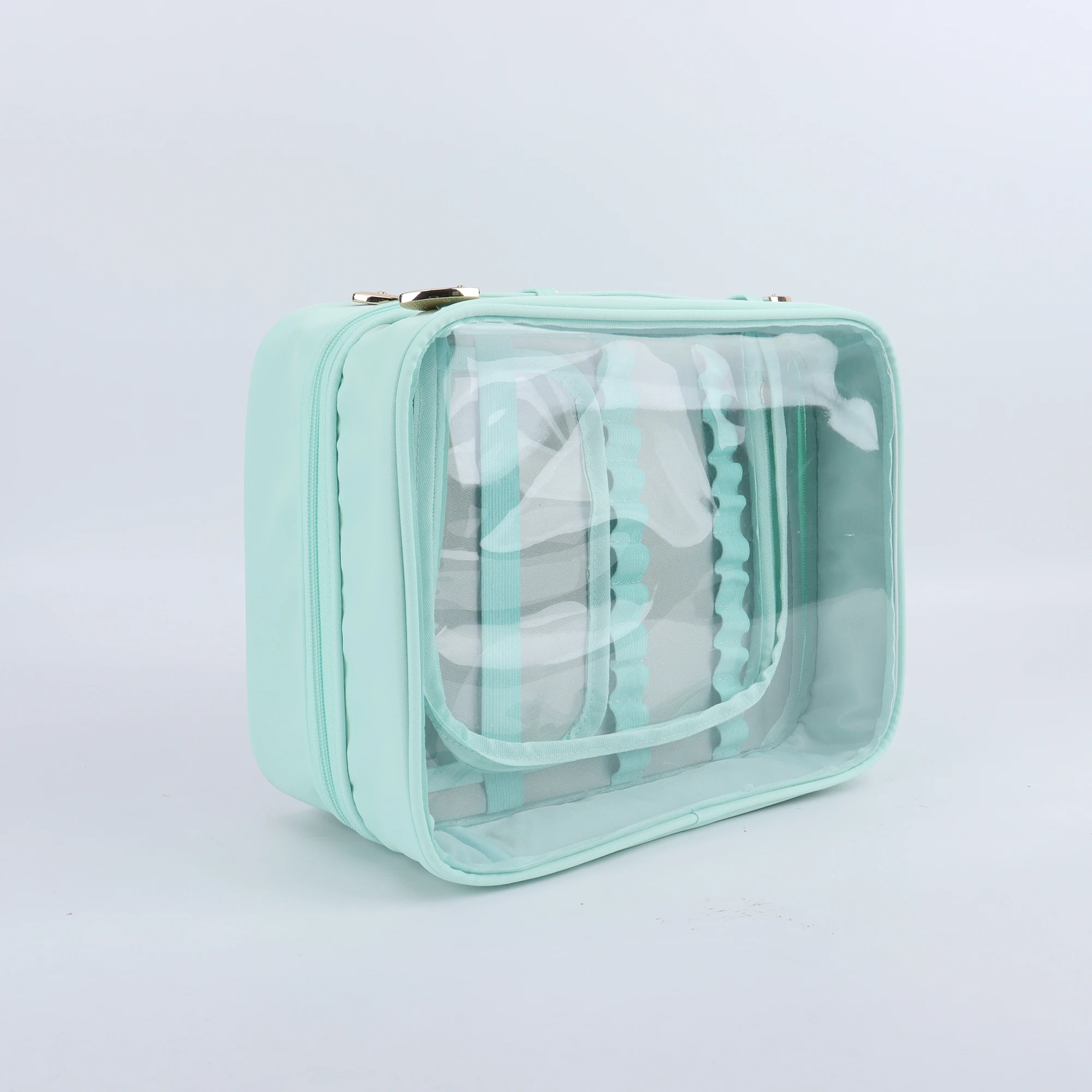 High Quality Multifunction Double Handles PVC Zipper Toiletry Bag Travel Clear Makeup Bag Cosmetic Bags Cases