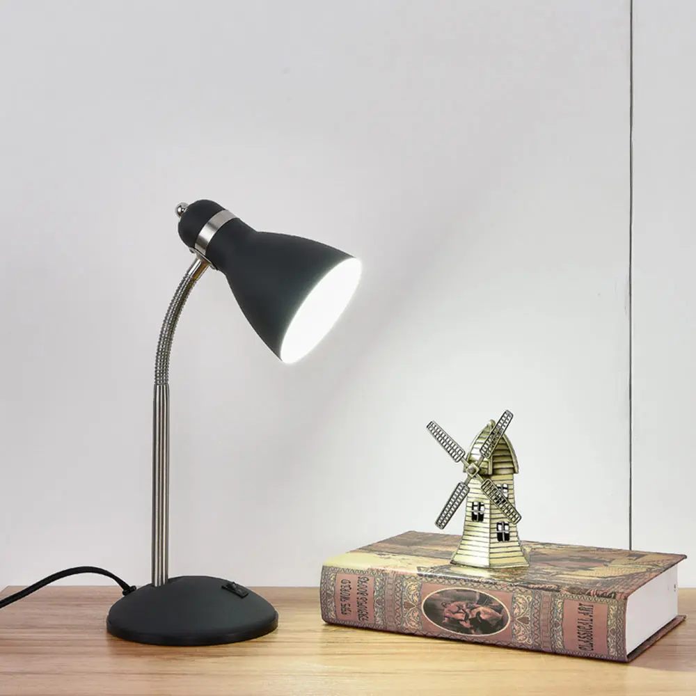 Bedroom Adjustable Goose Neck Table Lamp, Eye-Caring Study Desk Lamps,Metal Desk Lamp,