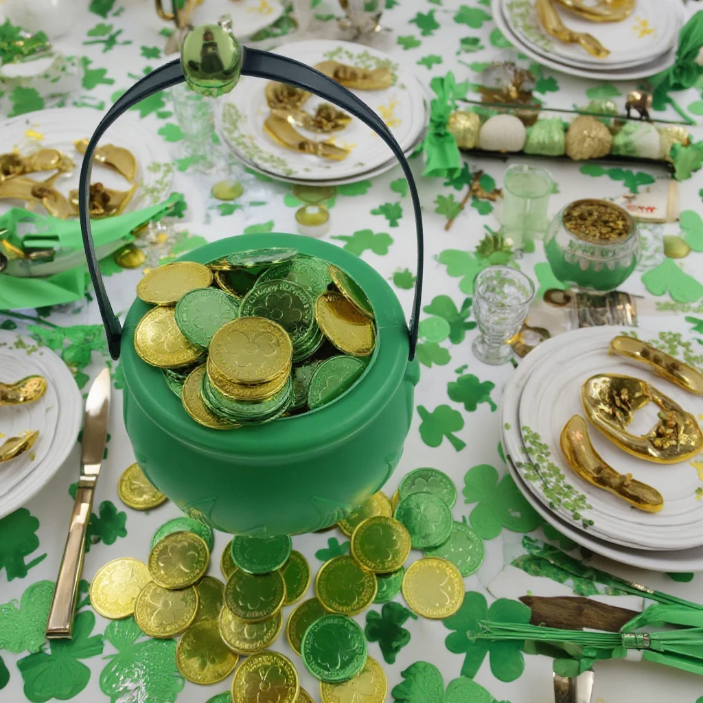 Fashionable Party Props Multi-colored Game Coins With Flame Candy Bucket For St Patricks Day Decoration Favors