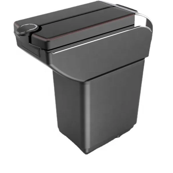 Curved Surface Black color Pu leather 7 USB Design slide and double layers design box Car Armrest box for Citroen Berlingo