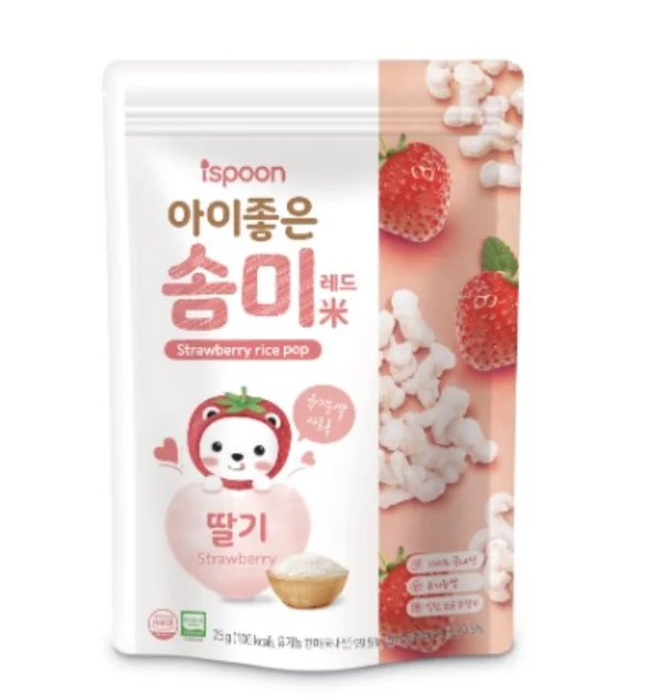 
Корейский экологически чистый органический рисовый сладкий Снэк SOMMI со вкусом красной клубники для малышей 