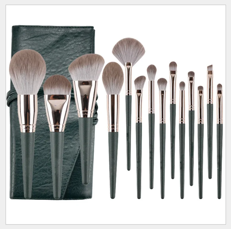 Wholesale Hight quality Wood Handle 14pcs Makeup Brush Set Private Label Cosmetic Makeup & Tools