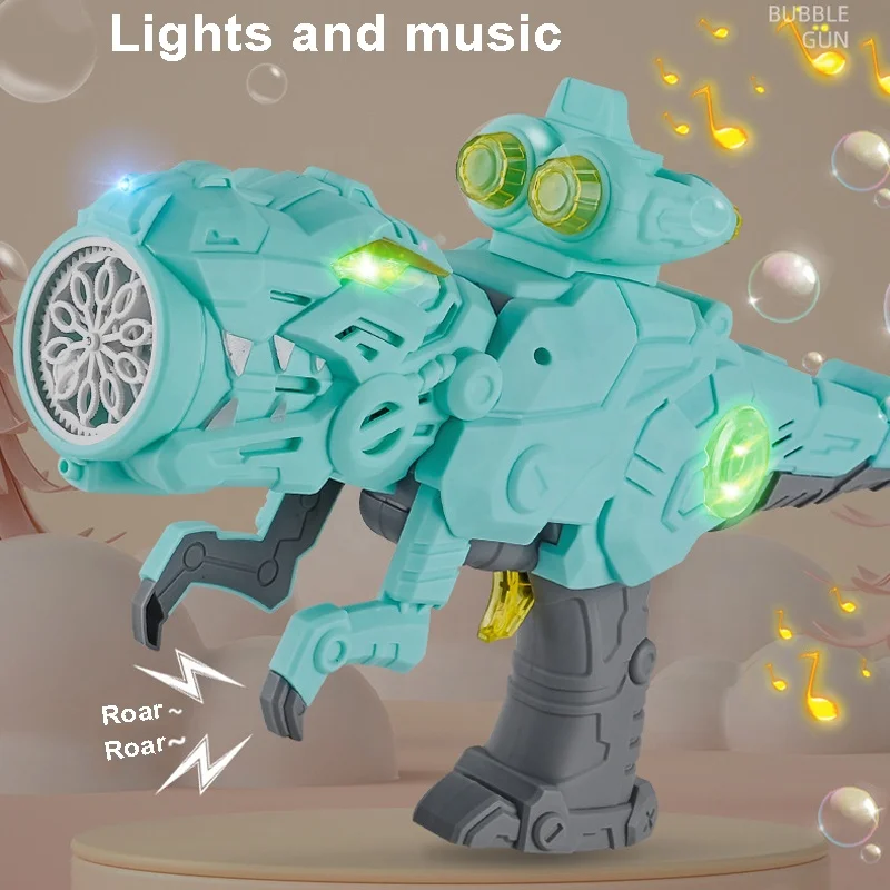 10 holes electric dinosaur bubble gun machine with deformation design automatic dino bubble gun toy for kids outdoor play bubble