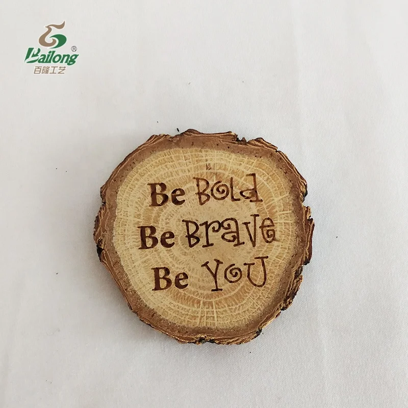 Laser engraved wood slice souvenir wood fridge magnet