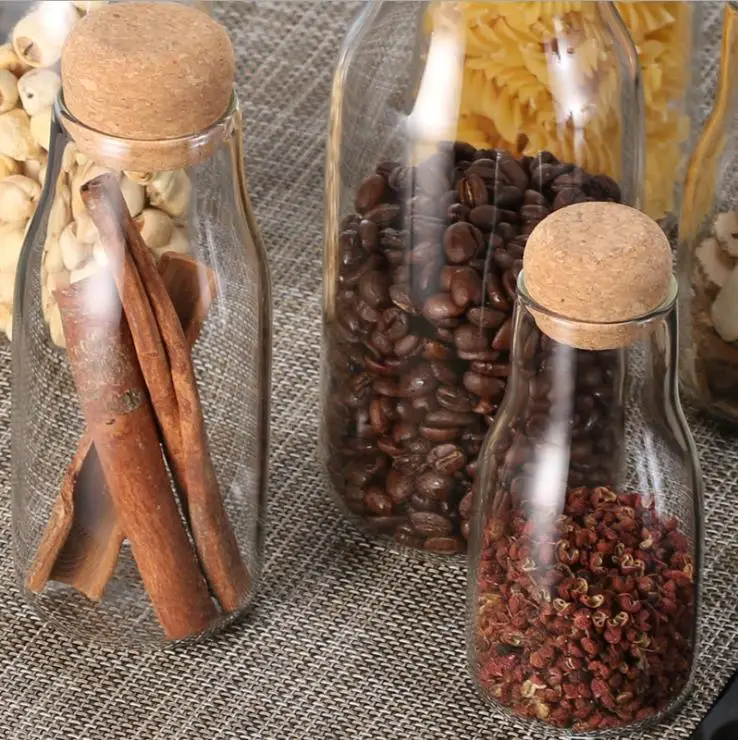 Glass Bottle Storage Jar with Cork Lid