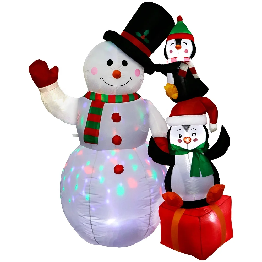 Ourwarm Navidad Inflat Supplies 6ft Christmas Inflatable Penguin Snowman Outdoor Yard Decoration with Gift Box