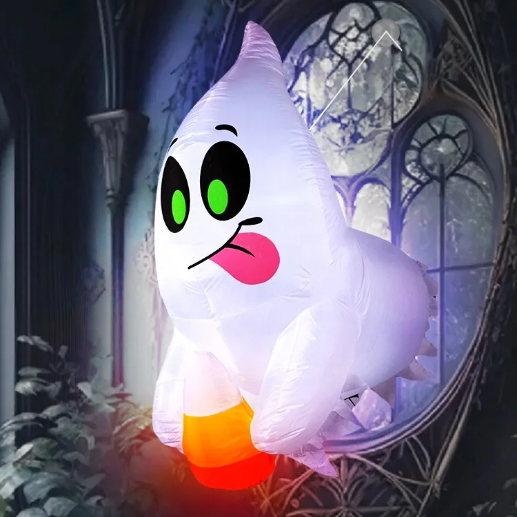 3.5FT Halloween Inflatables Flying Scray Ghost Broke Out from Window with banner Outdoor Inflatable Toys for Home Window Decor