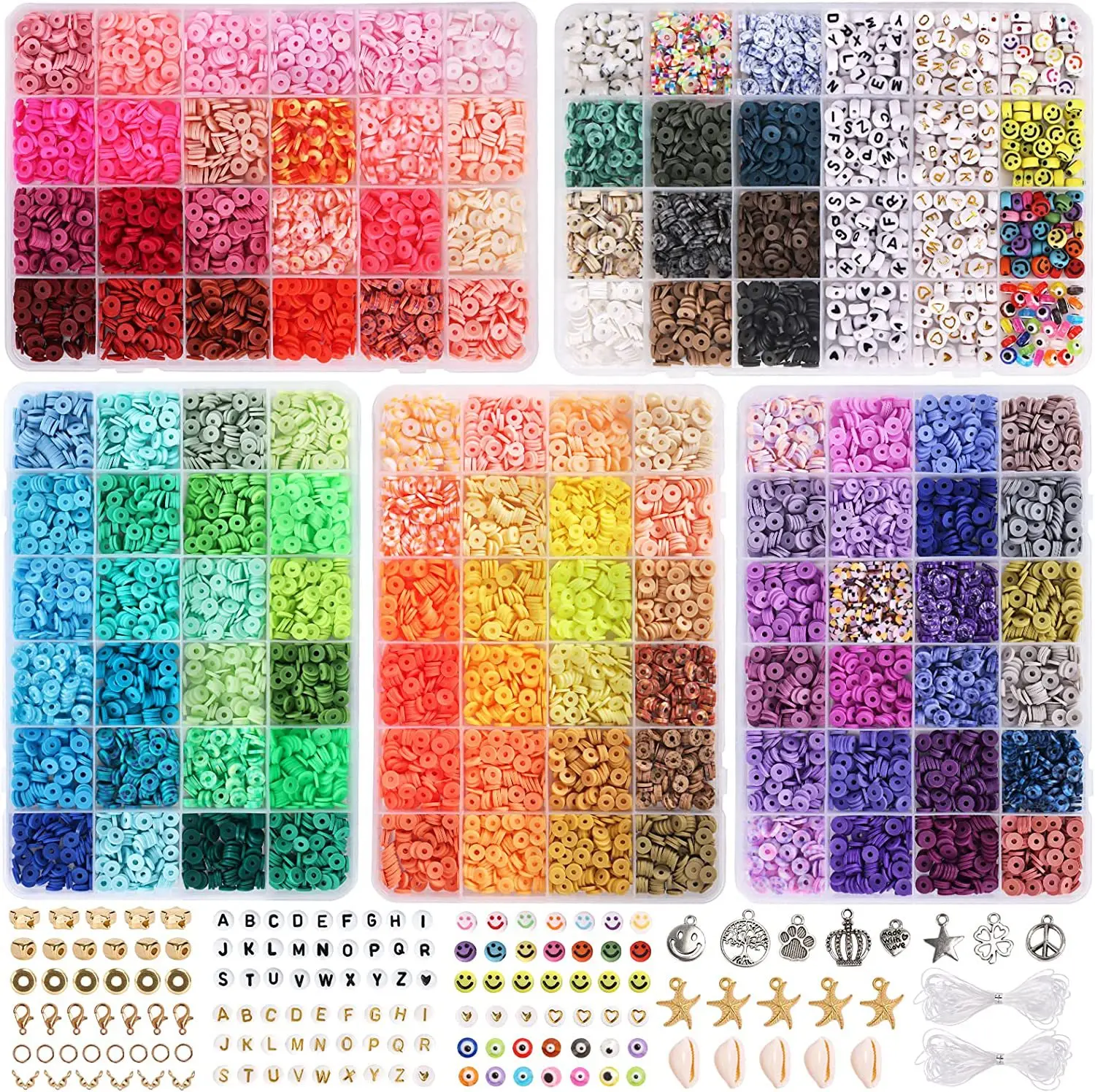 9800pcs Jewelry Bracelet Diy Clay Beads Accessories 6mm Color Polymer Clay Beads For Jewelry Making Kit