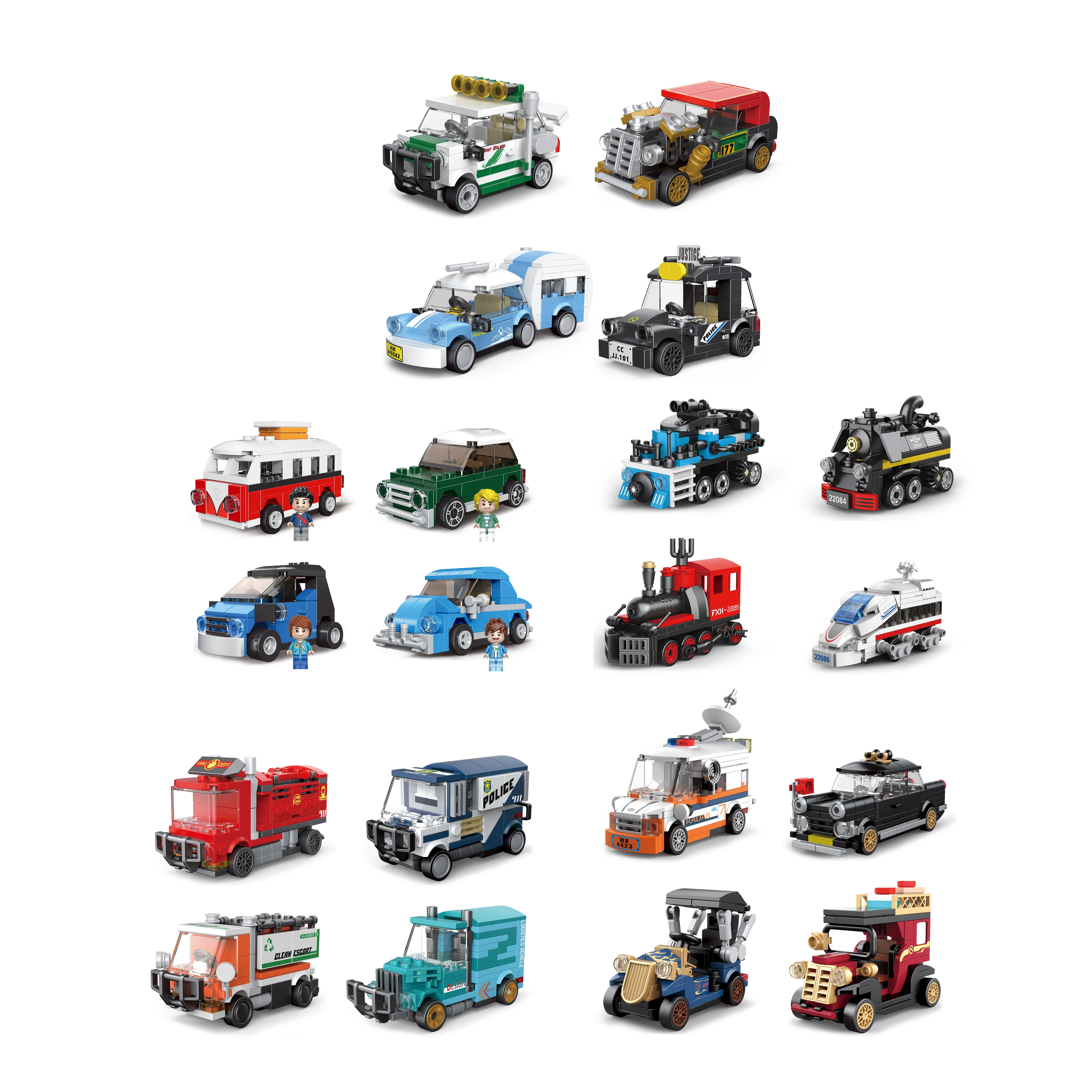 New Style Small Steam Locomotive Steam Train Model Building Block Newly Designed Mini Pull-Back Car Blocks Model Set For Kids