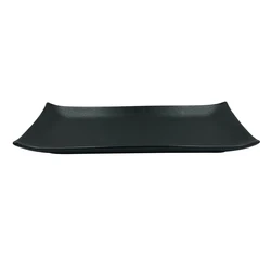 Rectangular Durable Ceramic Sushi Trays Black Ceramic Dinner Plate For Restaurants