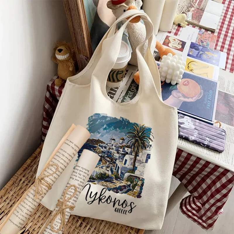 1 шт. сувенирная сумка Mykonos/Mykonos Greece / Mykonos pattern через плечо для путешествий Женская многоразовая