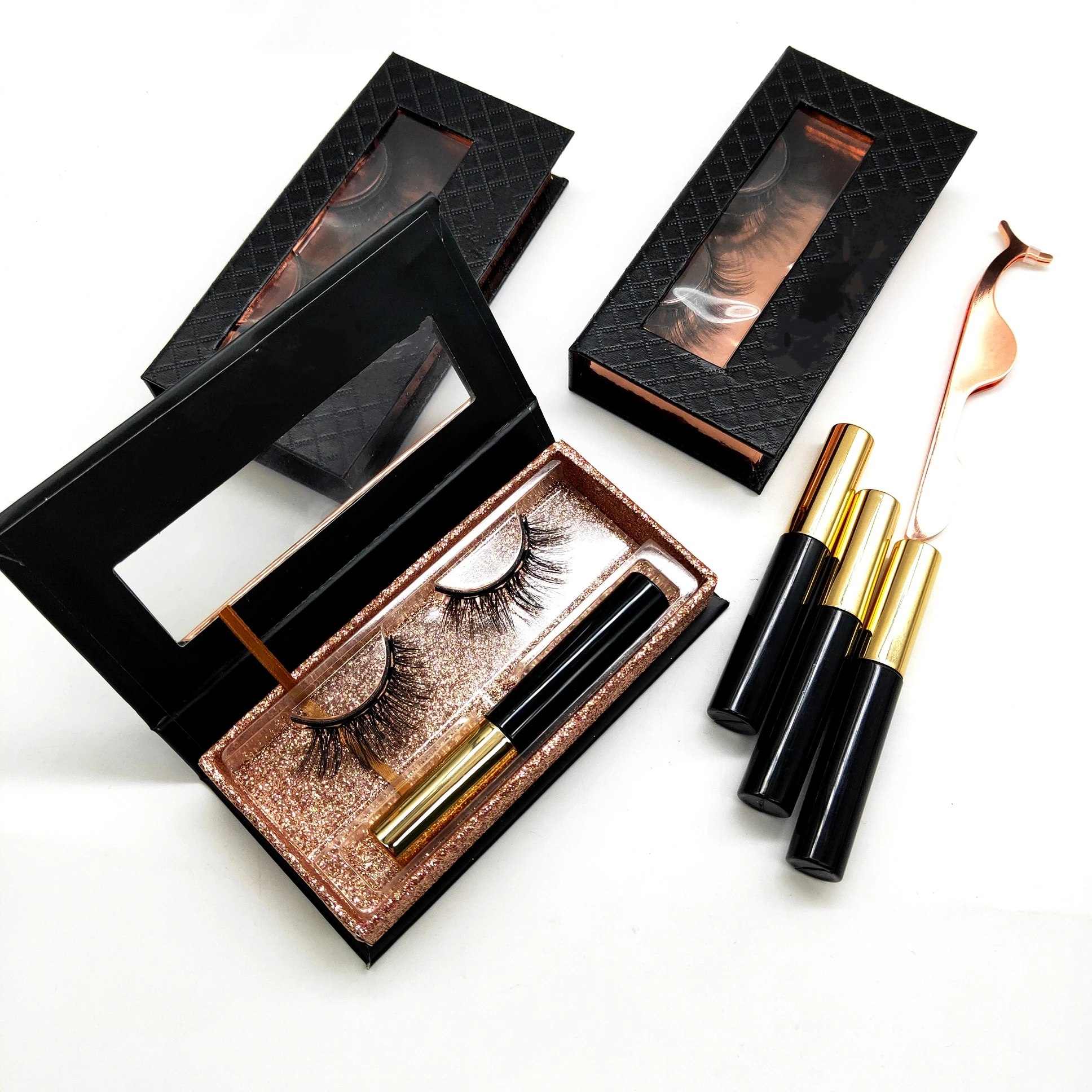 
Provide label packaging 5 magnets with eyeliner faux mink magnetic lashes mink magnetic eyelashes 