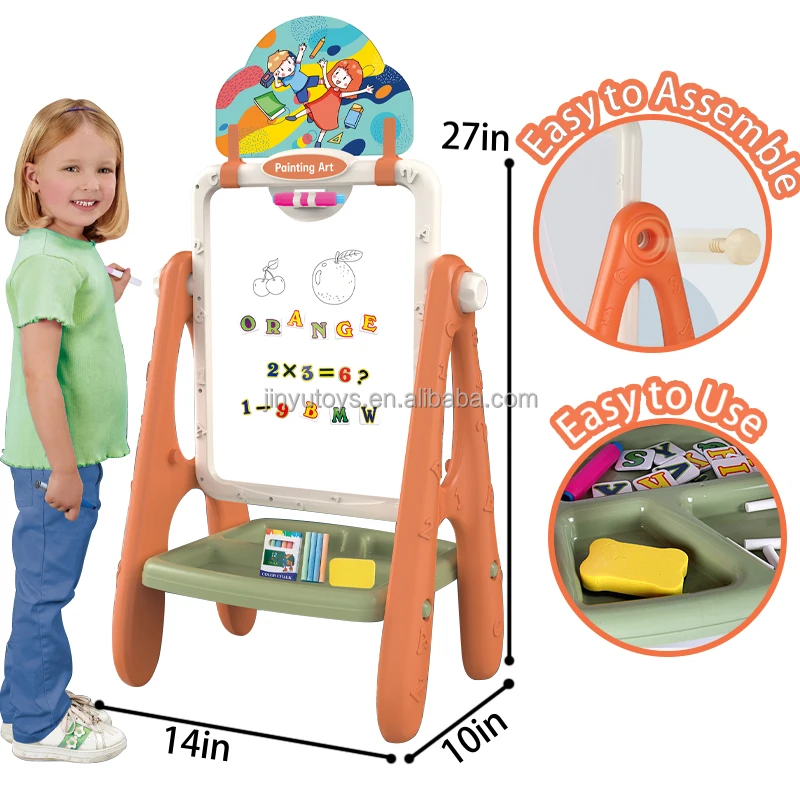 Kids Magnetic Chalk Painting Stand Easel Painting Toys for Toddler Birthday Holiday Gift Double Sided Drawing Doodle Board Set
