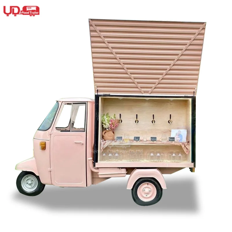 Electric Tap Truck Vintage  Mobile Bar Food Truck Tricycle Three Wheels Tuk Tuk Beer Champagne Wine Vending Wedding Carts