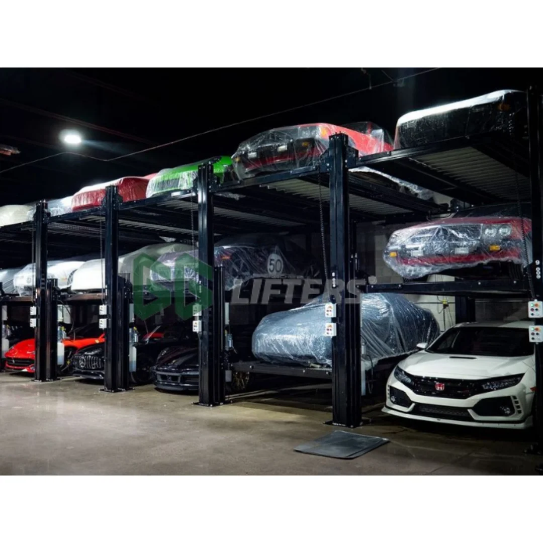 Rampas Para Coches / Elevador De Parqueo Para 3 Carros /hydraulic triple stacker car parking lift 4 post car parking system