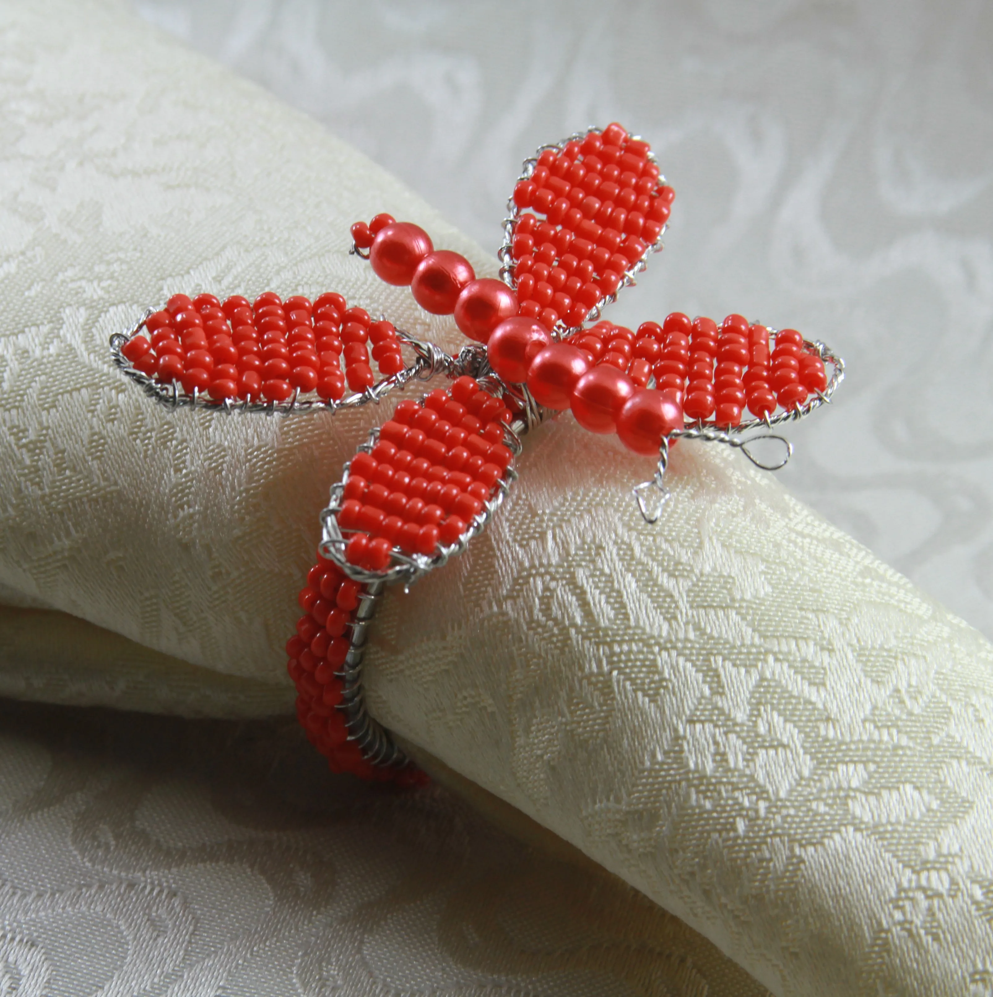 glass beads butterfly napkin ring wedding decoration napkin holder