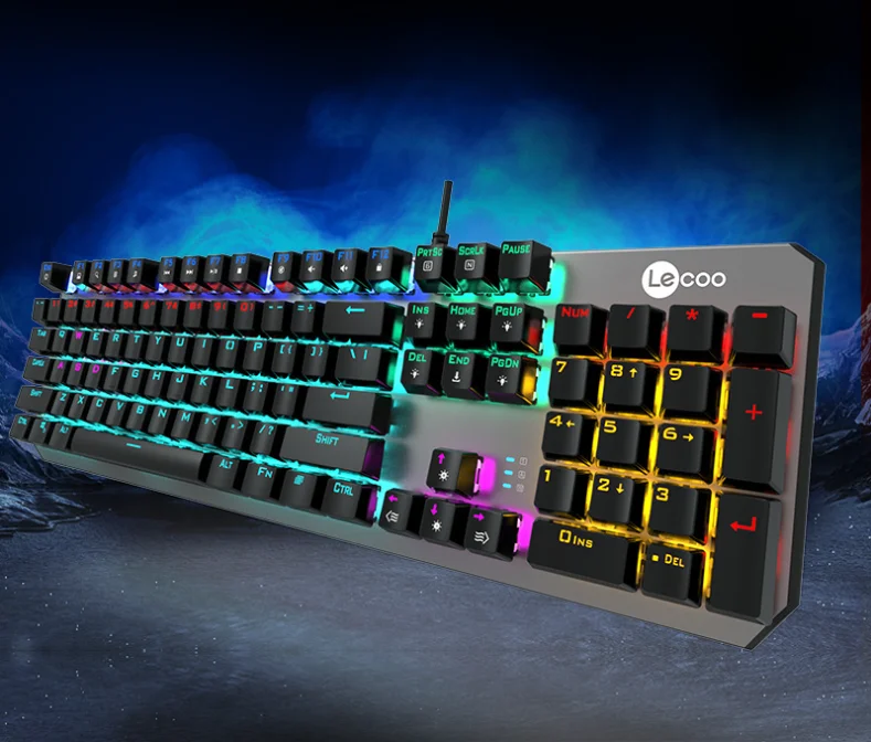 Lenovo Lecoo GK301 blue switch rgb led keyboard mechanical game keyboard laptop desktop best wired gaming keyboard
