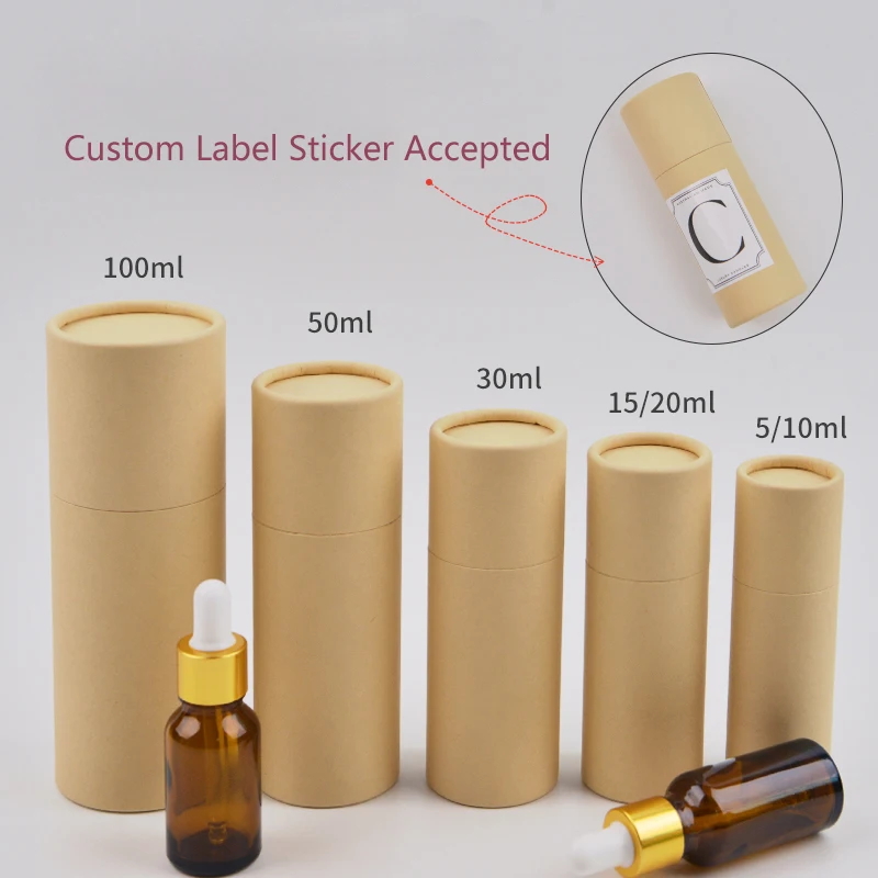 5ml 10ml 15ml 20ml 30ml 50ml 100ml stock perfume essential oil bottle recyclable cylinder tube round cardboard paper tube box