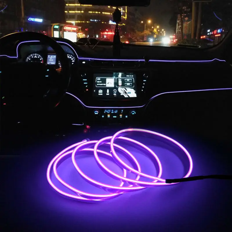 1-5M Car Auto Interior Atmosphere Flexible Neon Cold Light Car 12v LED Cold Lights Flexible Neon Car Dashboard LED Strip Lights