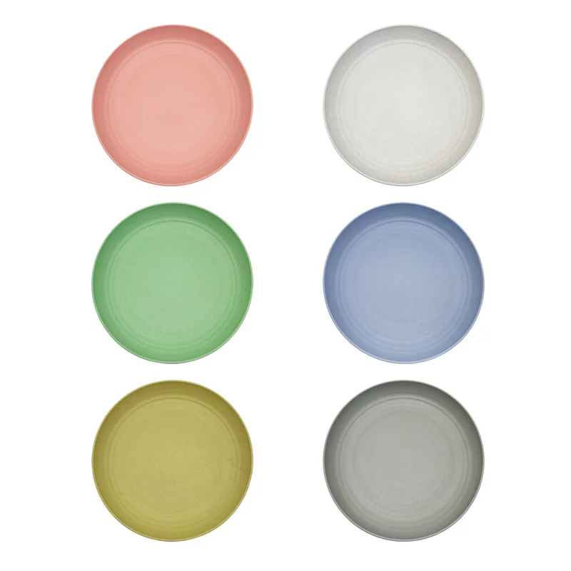 Reusable cheap bulk fruit lemon design plastic dinner round plate modern dinner plates
