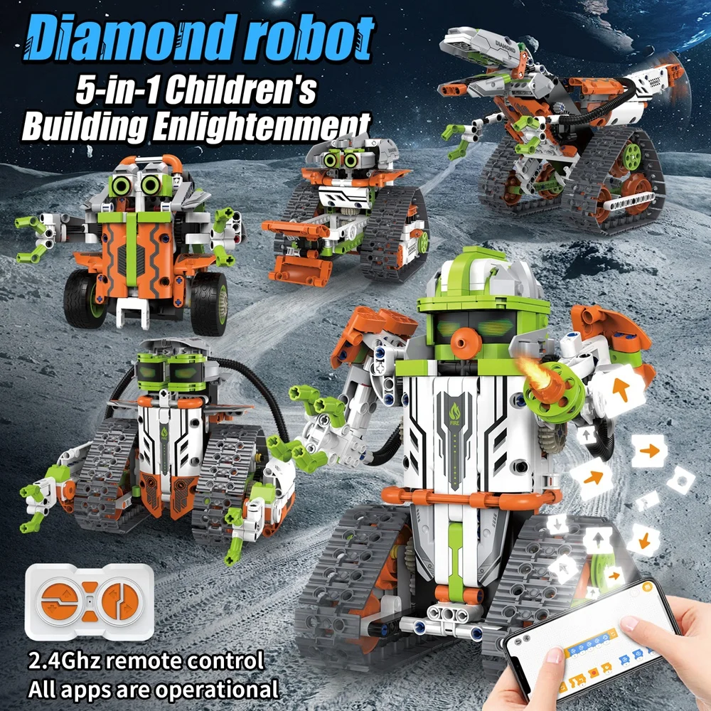 5 in 1 APP programming rc robot toy building blocks set 2.4G remote controlled electric building blocks toy science building kit