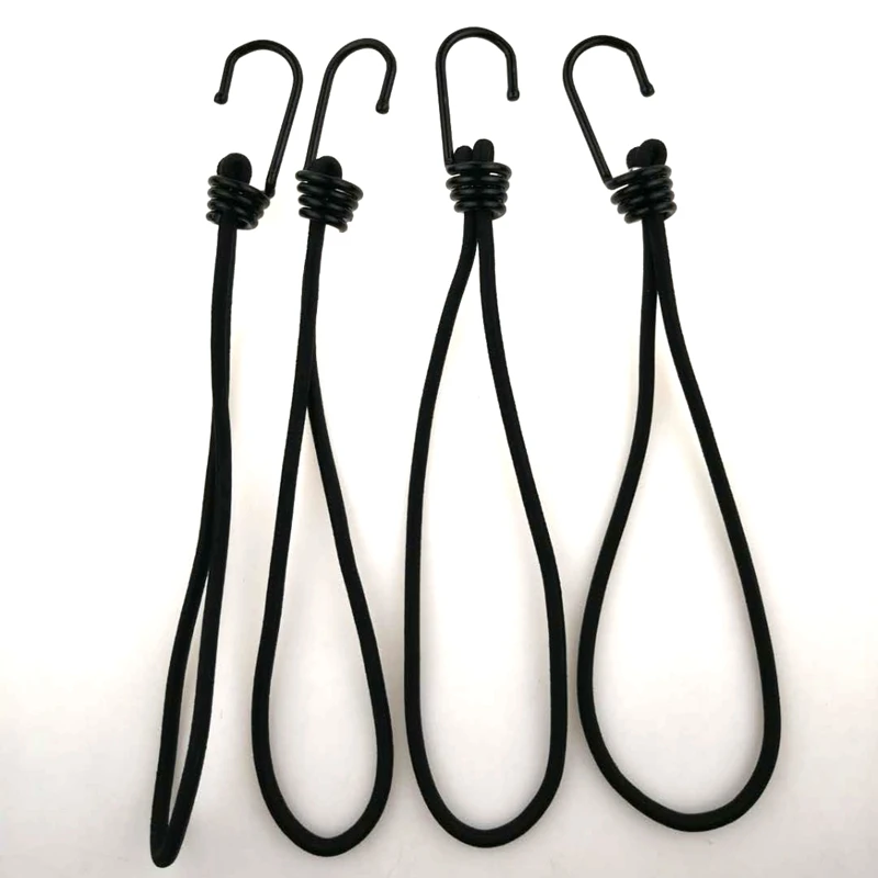 Custom Outdoor Bicycle Fitness Elastic Flat Bungee Cords Rope With Plastic J Hooks Bungee Cords Rope