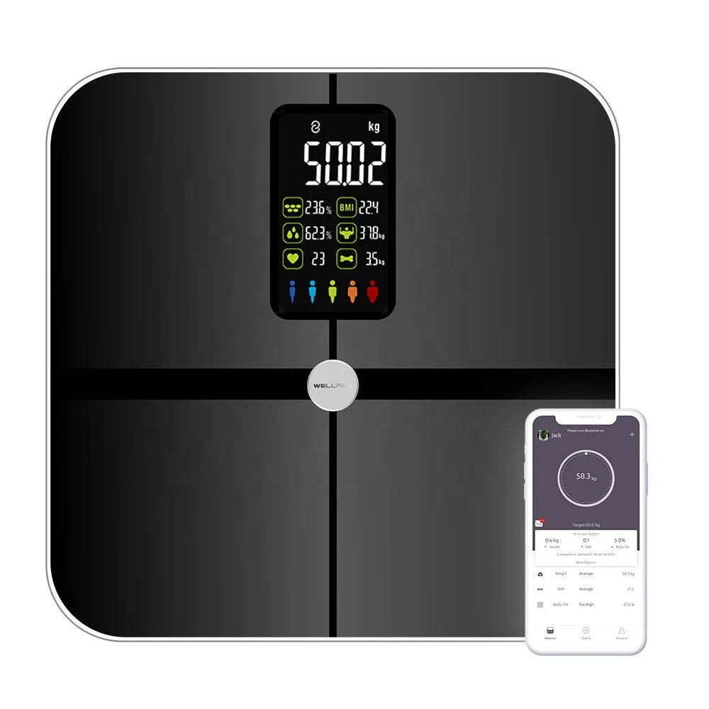 Electronic App Designer  Black Children Body Alyzer Smart Weighing Bathroom Digital Scale