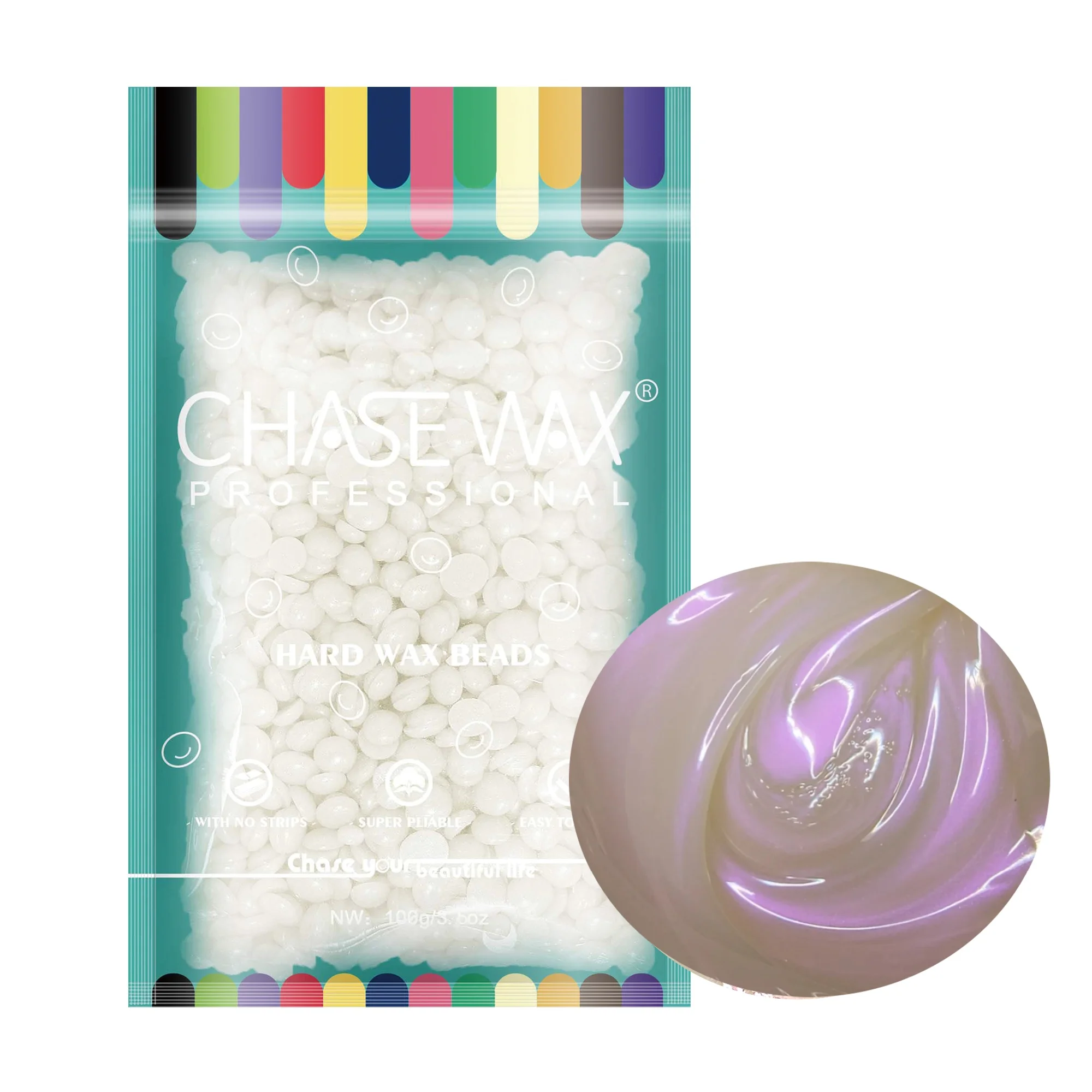 Chase Wax Factory OEM  Lilac Rosin Free  Depilatory Hard Wax Beads Hair Removal Wax For Wholesale